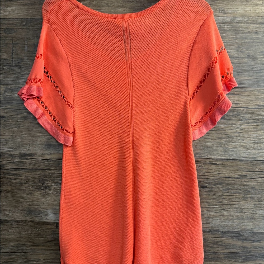 Chico's Vibrant Orange Blouse with Ruffle Sleeves - Picture 5 of 8